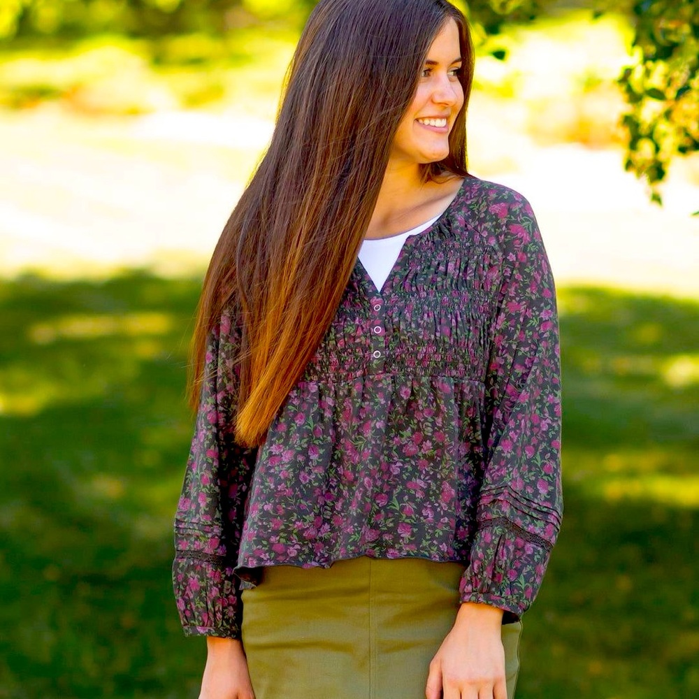 NWOT Lucky Brand Floral Blouse Medium